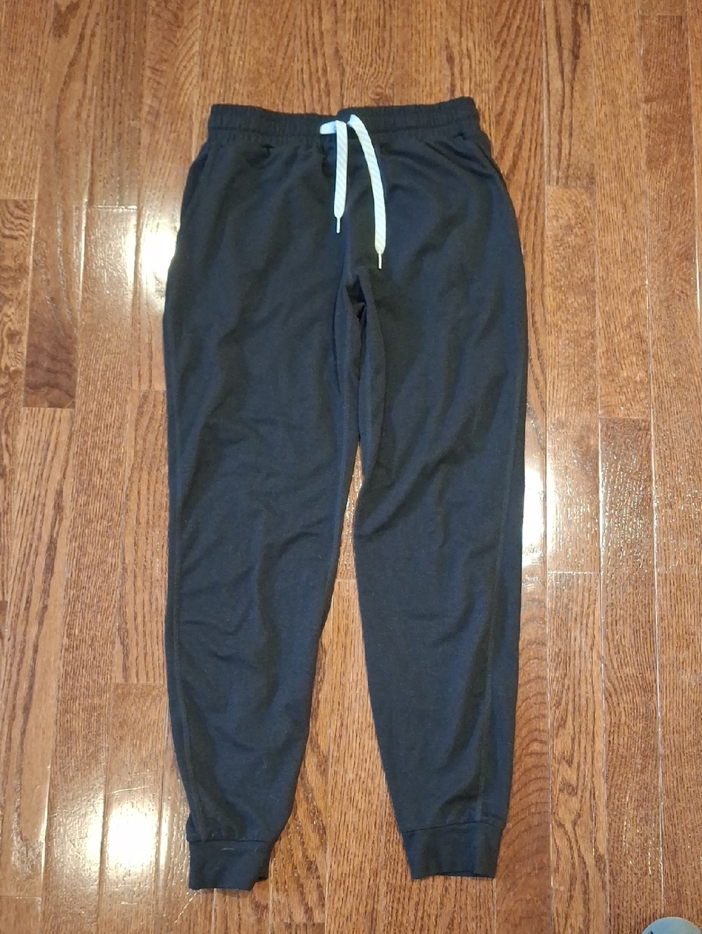 Black Drawstring Jogger Pants with White Tie